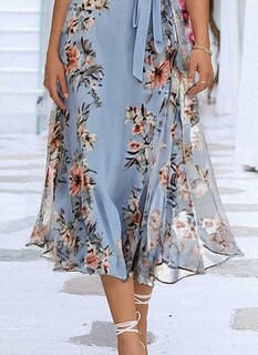 Foto 4 | Foto 4 | Vestido De Verano Loz 2025 Azul Con Estampado Floral Y Manga Corta Con Cuello En V - Venta Internacional.