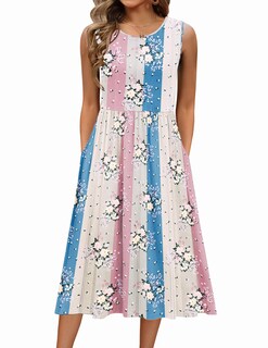 Foto 1 | Foto 1 | Vestido Midi Zeagoo Camiseta Sin Mangas Estampado Floral De Verano Para Mujer - Venta Internacional.