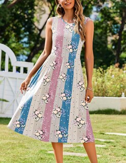Foto 3 | Foto 3 | Vestido Midi Zeagoo Camiseta Sin Mangas Estampado Floral De Verano Para Mujer - Venta Internacional.