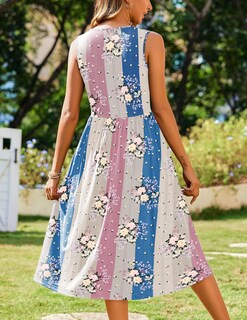 Foto 6 | Foto 6 | Vestido Midi Zeagoo Camiseta Sin Mangas Estampado Floral De Verano Para Mujer - Venta Internacional.