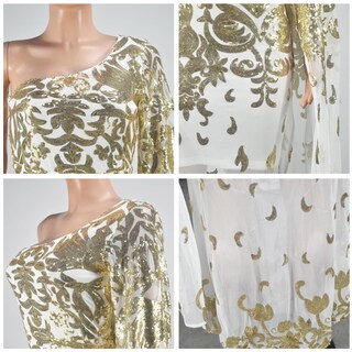 Foto 4 | Foto 4 | Vestido Nagfar Sexy Con Lentejuelas Brillantes De Un Solo Hombro  Blanco  Xxl - Venta Internacional.