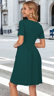 Foto 6 | Foto 6 | Vestido Auselily De Verano Para Mujer Manga Corta Largo Hasta La Rodilla - Venta Internacional.