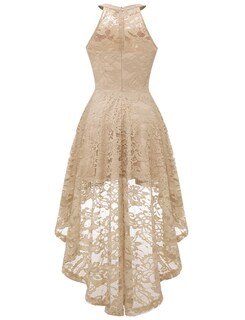 Foto 2 | Foto 2 | Vestido Dressystar Halter De Encaje Para Cóctel Boda Champán Talla Xl - Venta Internacional.