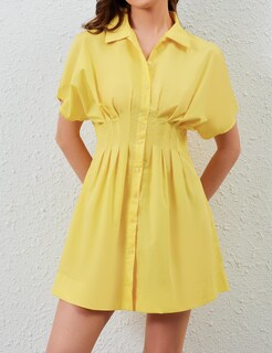 Foto 4 | Foto 4 | Vestido Camisero Synound Para Mujer Con Botones En La Parte Delantera Hacia Abajo Amarillo - Venta Internacional.