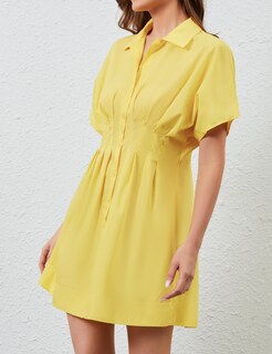 Foto 5 | Foto 5 | Vestido Camisero Synound Para Mujer Con Botones En La Parte Delantera Hacia Abajo Amarillo - Venta Internacional.