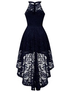 Foto 4 | Foto 4 | Vestido Dressystar Halter De Encaje Para Cóctel  Boda  Azul Marino  Mujer - Venta Internacional.