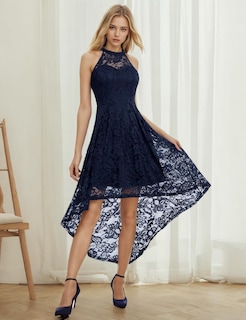 Foto 5 | Foto 5 | Vestido Dressystar Halter De Encaje Para Cóctel  Boda  Azul Marino  Mujer - Venta Internacional.