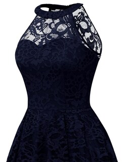 Foto 7 | Foto 7 | Vestido Dressystar Halter De Encaje Para Cóctel  Boda  Azul Marino  Mujer - Venta Internacional.