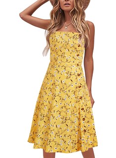 Foto 1 | Foto 1 | Vestido De Verano Liyinxi Amarillo Con Estampado Floral Para Mujer De Algodón - Venta Internacional.
