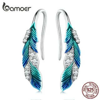 Foto 1 | Foto 1 | Pendientes De Plata 925 Con Plumas Azules Y Verdes Para Mujer - Venta Internacional.