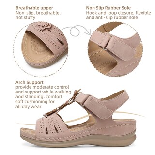 Foto 2 | Foto 2 | Sandalias Con Cuña Shibever Dressy Para Mujer Talla 9 Rosa - Venta Internacional.