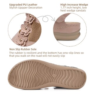 Foto 3 | Foto 3 | Sandalias Con Cuña Shibever Dressy Para Mujer Talla 9 Rosa - Venta Internacional.