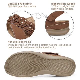 Foto 5 | Foto 5 | Sandalias De Cuña Shibever Con Plataforma Baja De Verano Marrón Oscuro Para Mujer - Venta Internacional.