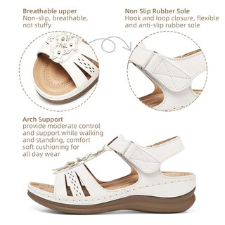 Foto 2 | Foto 2 | Sandalias Con Cuña Shibever Blancas Para Mujer Talla 10 - Venta Internacional.