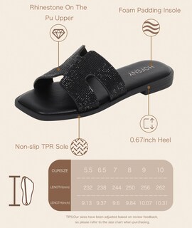 Foto 3 | Foto 3 | Sandalias Planas Hofeny Con Diamantes De Imitación Sin Cordones Con Punta Abierta Para Mujer - Venta Internacional.