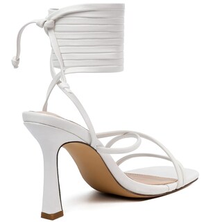Foto 7 | Foto 7 | Sandalias De Tacón Mostrin Tacón De Aguja Con Cordones Y Tiras Blancas Para Mujer - Venta Internacional.