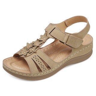 Foto 1 | Foto 1 | Sandalias Con Cuña Shibever Dressy Para Mujer Talla 9 Color Caqui - Venta Internacional.