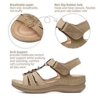 Foto 2 | Foto 2 | Sandalias Con Cuña Shibever Dressy Para Mujer Talla 9 Color Caqui - Venta Internacional.