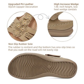 Foto 3 | Foto 3 | Sandalias Con Cuña Shibever Dressy Para Mujer Talla 9 Color Caqui - Venta Internacional.