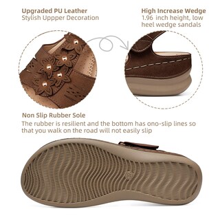 Foto 3 | Foto 3 | Sandalias Con Cuña Shibever Dressy Para Mujer  Talla 7  Color Marrón - Venta Internacional.