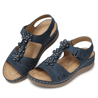 Foto 6 | Foto 6 | Sandalias De Cuña Shibever Low Summer Platform Azul Para Mujer - Venta Internacional.