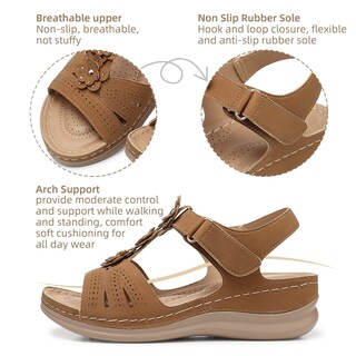 Foto 4 | Foto 4 | Sandalias Con Cuña Shibever Brown Para Mujer Talla 6 - Venta Internacional.