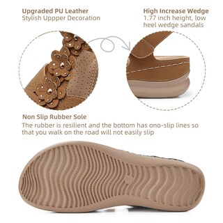 Foto 5 | Foto 5 | Sandalias Con Cuña Shibever Brown Para Mujer Talla 6 - Venta Internacional.