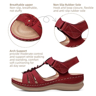 Foto 2 | Foto 2 | Sandalias Con Cuña Shibever Dressy Para Mujer Talla 7 Color Rojo - Venta Internacional.
