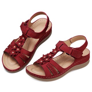 Foto 4 | Foto 4 | Sandalias Con Cuña Shibever Dressy Para Mujer Talla 7 Color Rojo - Venta Internacional.