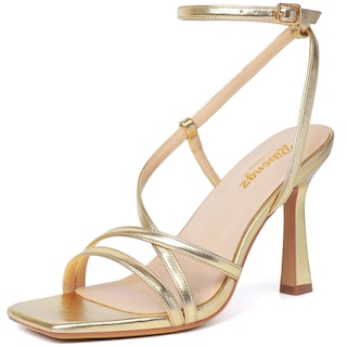 Foto 1 | Foto 1 | Sandalias Ribongz Con Tacón De Aguja Con Tiras Doradas Para Mujer - Venta Internacional.