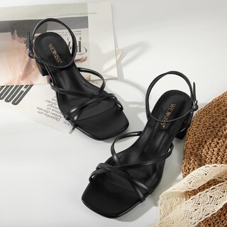 Foto 2 | Foto 2 | Sandalias De Tacón Wetkiss Negras Con Tiras De Tacón Bajo Para Mujer - Venta Internacional.
