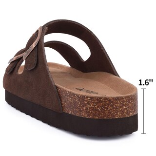 Foto 4 | Foto 4 | Sandalias Orado De Gamuza Con Plataforma Para Mujer  Plantilla De Corcho  Color Marrón - Venta Internacional.