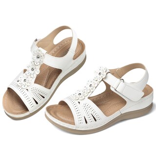 Foto 7 | Foto 7 | Sandalias De Cuña Shibever Blancas Con Plataforma Baja De Verano Para Mujer - Venta Internacional.
