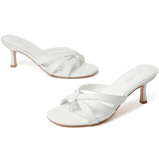 Foto 3 | Foto 3 | Sandalias Kitten Heels Mostrin Con Tiras Blancas Para Mujer Talla 8 - Venta Internacional.