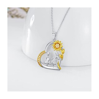Foto 2 | Foto 2 | Collar De Plata 925 Con Forma De Corazón Y Girasol De Hermanas Con Circonitas - Venta Internacional.