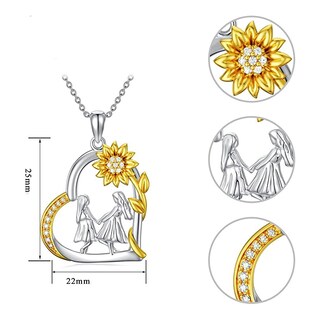Foto 6 | Foto 6 | Collar De Plata 925 Con Forma De Corazón Y Girasol De Hermanas Con Circonitas - Venta Internacional.