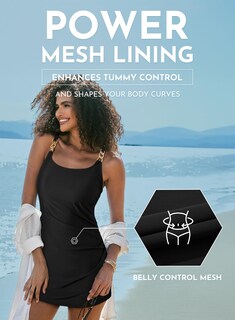 Foto 5 | Foto 5 | Vestido De Baño Aleumdr Para Mujer Con Control De Barriga Negro Xl - Venta Internacional.
