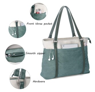 Foto 4 | Foto 4 | Bolsos De Hombro De Lona Wxnow Para Mujer Color Verde 15.6 Pulgadas - Venta Internacional.