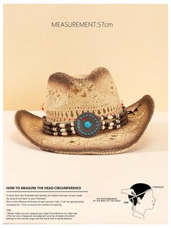 Foto 3 | Foto 3 | Sombrero Vaquero Qwinee Western Straw Beach Para Sol Color Beige Para Mujer Y Hombre - Venta Internacional.