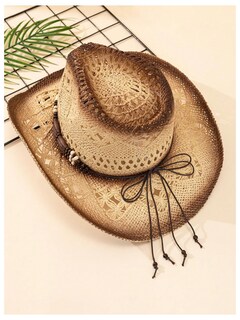 Foto 4 | Foto 4 | Sombrero Vaquero Qwinee Western Straw Beach Para Sol Color Beige Para Mujer Y Hombre - Venta Internacional.