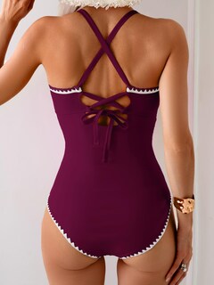 Foto 4 | Foto 4 | Traje De Baño De Una Pieza Eomenie Tummy Control Con Pliegues Color Rojo Vino - Venta Internacional.