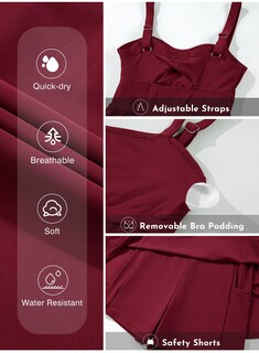 Foto 6 | Foto 6 | Vestido De Baño Aleumdr Para Mujer Adelgazante Control De Barriga Color Burdeos - Venta Internacional.