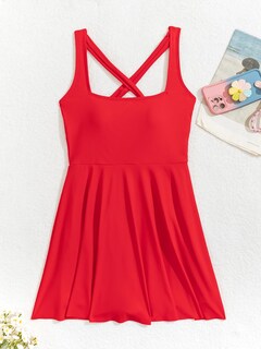 Foto 5 | Foto 5 | Traje De Baño B2prity Para Mujer Control De Barriga Cobertura Total Rojo - Venta Internacional.