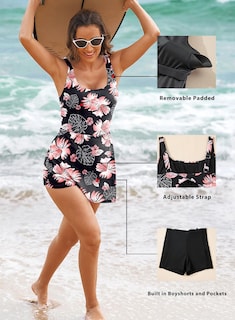 Foto 5 | Foto 5 | Traje De Baño Aleumdr De Una Pieza Para Mujer Tummy Control Negro - Venta Internacional.