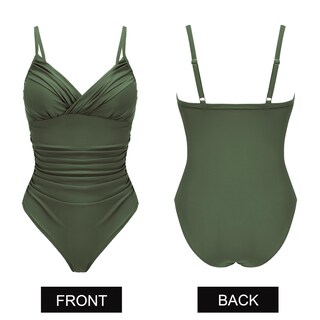 Foto 5 | Foto 5 | Traje De Baño Ai'mage 2025 Para Mujer  Cuello En V  Control De Barriga  Color Verde L - Venta Internacional.