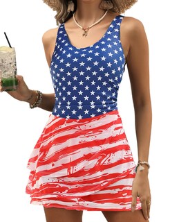 Foto 1 | Foto 1 | Vestido De Baño Vimpunec Para Mujer Con Control De Barriga Bandera Estadounidense Talla L - Venta Internacional.