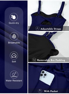Foto 6 | Foto 6 | Vestido De Baño Aleumdr Para Mujer Modest De Una Pieza Azul Marino - Venta Internacional.