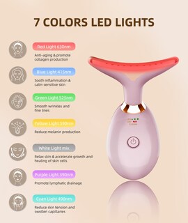 Foto 2 | Foto 2 | Masajeador De Rostro Y Cuello Elishine 7 Colores Terapia De Luz Rosa - Venta Internacional.