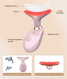 Foto 5 | Foto 5 | Masajeador De Rostro Y Cuello Elishine 7 Colores Terapia De Luz Rosa - Venta Internacional.
