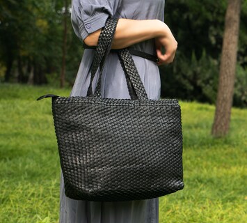Foto 3 | Foto 3 | Bolso De Piel Tejida A Mano Rimini Gemma Oversize Black - Venta Internacional.